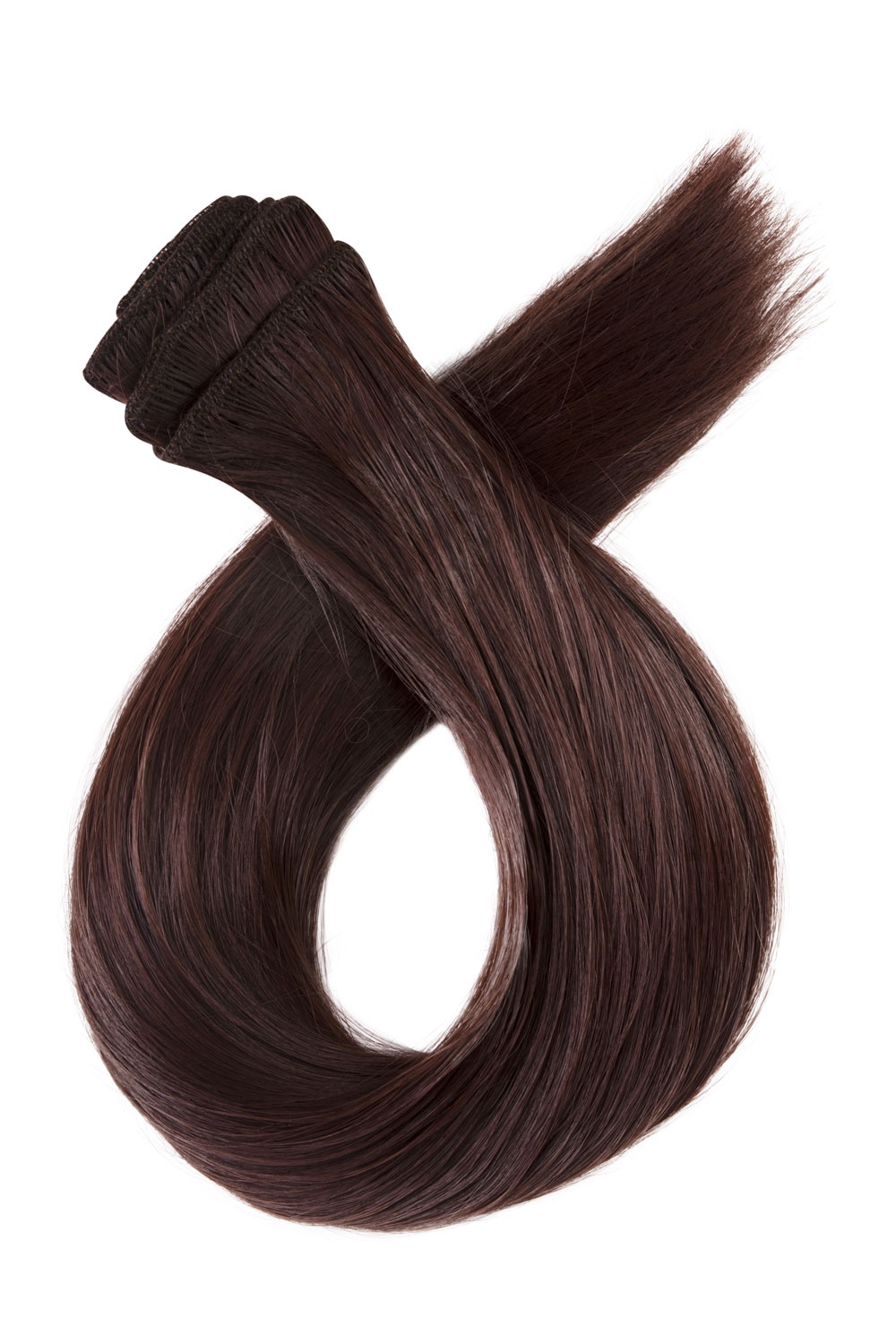 Tmavé červenohnedé clip in vlasy, 50cm, 150g, farba 33